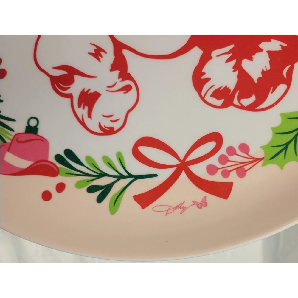 Dolly Parton Christmas Melamine Platter Pink Bow Plate Cookie Tray Viral Tiktok - Picture 13 of 13